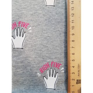 French Terry fabric Hamburg Love High Five grey