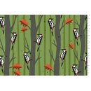 Cotton Jersey Fabric Hamburg Love woodpecker green